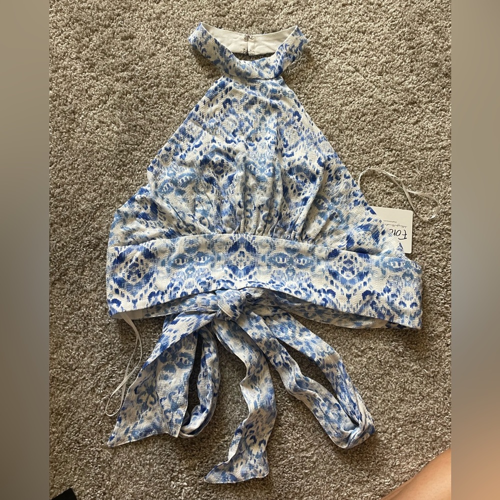 NWT Blue Halter Crop Top